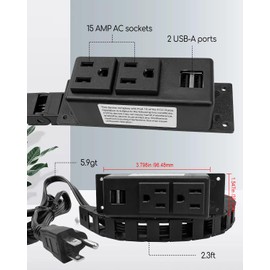 TADYAO Drawer Outlet Kit with 15Amp AC Outlets and 5V2A USB-A, Drawer Outlet Charging Station for Bedroom, Kitchen, Vanity, Entry Table, Nightstand