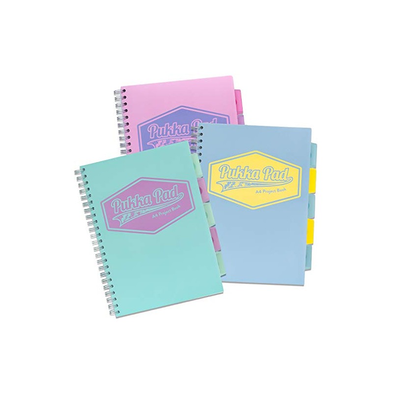 Pukka Pad Pastel A4 Wirebound Project Book Ruled 80gsm –