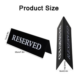 6 Pieces Plastic Reserved Table Sign for Wedding Acrylic Double Side Table Tent Black Guest Reservation Tables Seat Sign 7.9 x 2.7 Inches Reserve Seating Signs for Restaurant Chairs Wedding