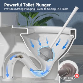 TRENTI Toilet Plunger with Holder, Plunger with Holder for 5.3-inch Toilet Drain, Plungers for Bathroom with Holder, Toilet Plunger Heavy Duty (1, White)