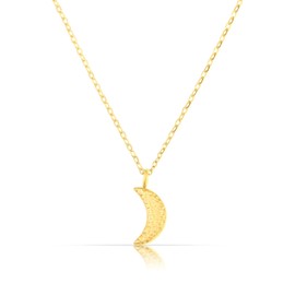 Made by Nami Minimalist Necklaces with Moon Pendant Hammered • Subtle Women's Stainless Steel Necklace with Strong Clasp • Choker Chain Women & Girls • Filigree Link Chain, stainless steel