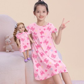ICOSY Matching Doll & Girls Nightgowns Clothes Girls Pajamas Sleepwear Outfit for Kids and American 18" Girl Doll