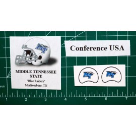 MT State Blue Raiders *DIECUT DECALS* for Football Gumball Helmets CONF-USA Mini