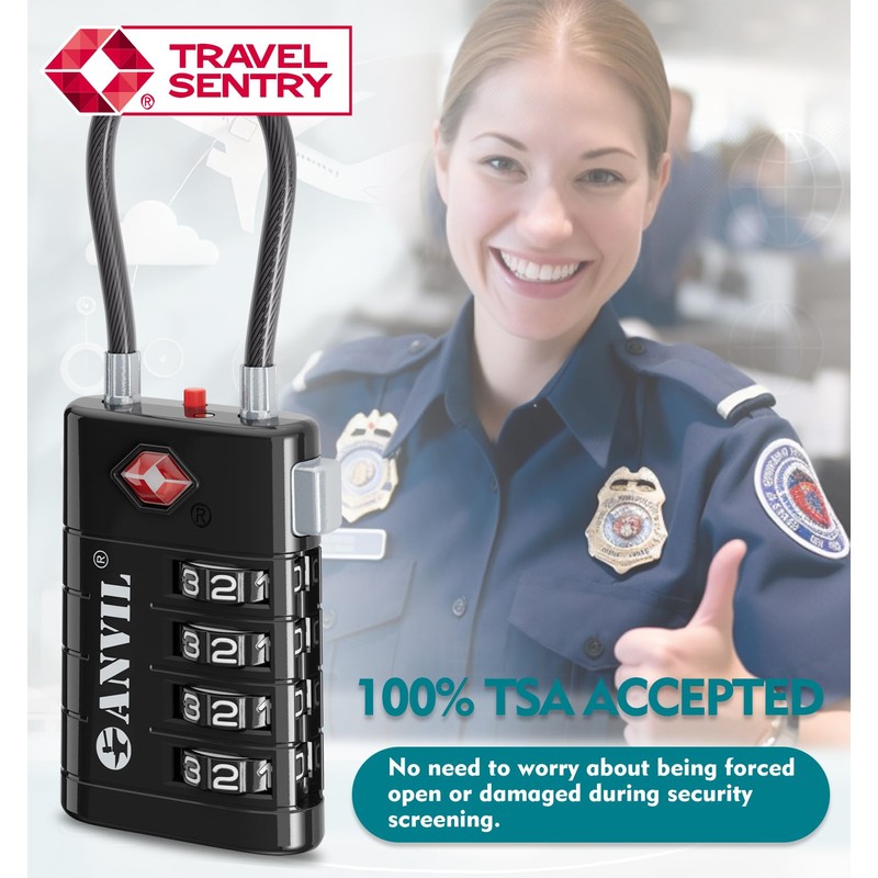 ANVIL 4 Digit Luggage Locks, TSA Locks for Luggage, Advanced