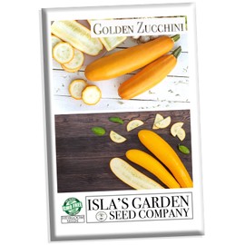 Golden Zucchini Summer Squash Seeds for Planting, 30+ Heirloom Seeds Per Packet, (Isla's Garden Seeds), Non GMO Seeds, Non GMO Seeds, Scientific Name: Cucurbita Pepo, Packaged for 2024 Growing Season