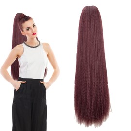 Traziewell Hair Extensions Ponytail Drawstring Long Curly Wavy Ponytail Extensions Wavy Synthetic Hairpieces Curly Hair Piece Pony Tail Extension for Women 2215