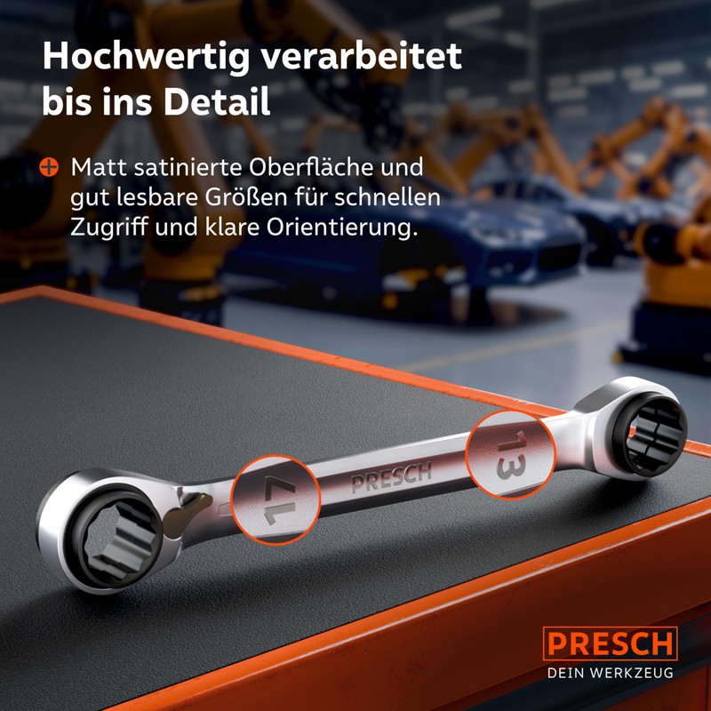 PRESCH Double Ratchet Wrench 10 13 17 19 mm -