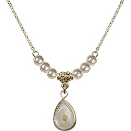Bonyak Jewelry 18 Inch Hamilton Gold Plated Necklace w/ 4mm Faux-Pearl Beads and Mustard Seed