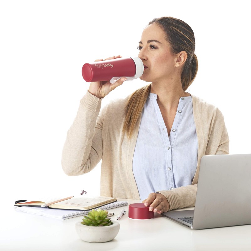 Laica MyLaica 0.5 Litre Stainless Steel Filter Sports Bottle, Red
