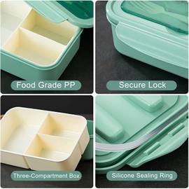 LXYYSO Bento Boxes for Adults-1100 ML Bento Lunch Box for Kids Childrens with Spoon & Fork-Durable,Leak-Proof for On-The-Go Meal,BPA-Free and Food-Safe Materials,Green