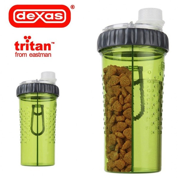 Dexas Mini Portable Water Bottle Snack Duo (Green) Portable Dog Water Bottle Dog Water Bottle