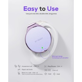 On Ear Kopfhörer Bluetooth 5.4, Noise Cancelling Open Ear Kopfhörer Kabellos, Wassertropfen geformtes Clip On Sport Headset Bluetooth mit 4 Mikrofon, Comfort Fit Ohrhörer mit Lange Akkulaufzeit