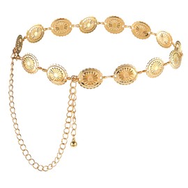 maxtachi Hollow Out Daisy Chain Belt, Western Metal Concho Belt, Adjustable Boho Waist Chain Country Concert Outfit for Dress