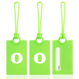 Vigorport Initial Luggage Tags for Suitcase, 3 Pack Bright Silicone Bendable Tags with Privacy Name Card for Travel Sports Easy Identification(Letter O)