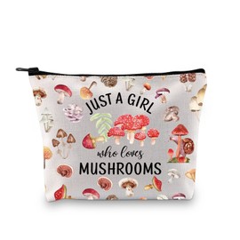 Mushroom Makeup Bag Mushroom Lover Gift Mushroom Hunting Gift Just a Girl Who Loves Mushrooms Zipper Pouch (Mushroom Makeup Bag ca)