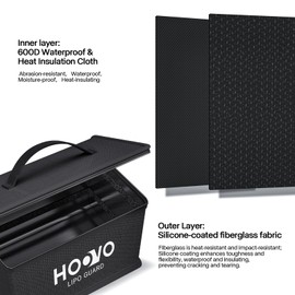 HOOVO Lipo Bag, Fireproof and Explosionproof LiPo Battery Bags - Large Capacity LiPo Guard Safe Pouch Adjustable for 10 - Cell LiPo Storage & Charge (10.6"x 6.7" x 6.7")