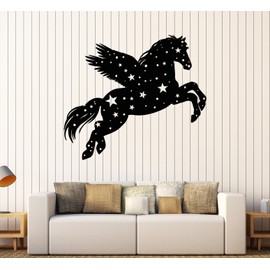 DesignToRefine Vinyl Wall Decal Pegasus Fantastic Beast Fairy Tale Nursery Star Stickers Large Decor (1041ig) Burgundy