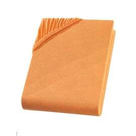 Fitted Sheet, 180 x 200 - 200 x 200 cm, Jersey Fitted Sheet, 100% Cotton, Comfort Bed Sheet for Mattresses up to 30 cm Height, Fitted Sheet Colour Orange