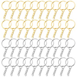 EPCDBBRT 40 Pieces Key Ring Hanging Chain, Diy Jewelry Accessories, Metal Key Chain, Key Ring Hanging Chain For Crafts, Open Key Ring