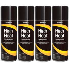 NADAMOO High Heat Spray Paint for Metal, Matte Finish BBQ & Stove Aerosol Paint - High Temperature Resistant Up to 1200°F, 4 Cans, Black