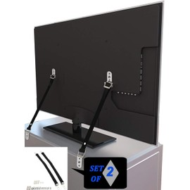 Adjustable Anti-tip TV Straps Safety for Flat Screen, Heavy Duty Dual Cable Metal Anchor for Baby Proofing & Pet Protecting, Anti-Tip TV and Furniture Anchor Straps kit, 2 Straps