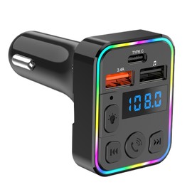 FM Transmitter for Car - MP3 Wireless Transmitter,Double USB Wireless Multi-Device Type-C Port with Type-C Port Receiver for Stereo Upgrade Hands-Proof Calling