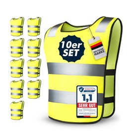 Set of 10 Children's High Visibility Vests - Reflective Vest for Boys & Girls 5 - 12 Years - EN 17353:2020+A1:2021 Certified - Bright Yellow, Highly Reflective, Ideal for School and Leisure