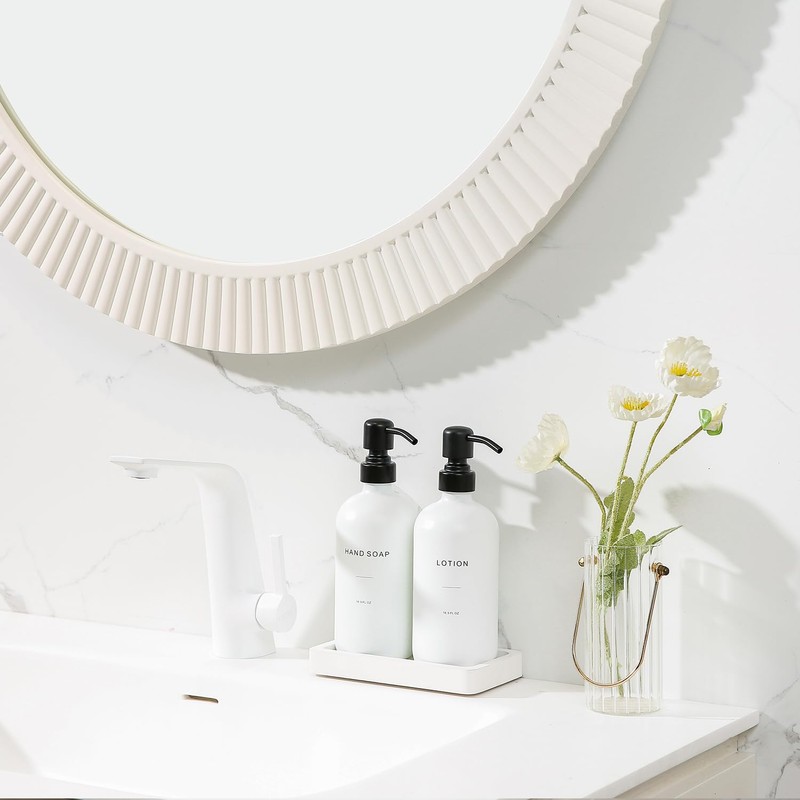 Prus Waso White Soap Dispenser Set, Contains a Bathroom Hand