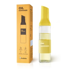 katbite 16oz Glass Olive Oil Dispenser Bottle for Kitchen Cooking - Leakproof Kitchen Essential with Precise Pouring Spout for Salad, Air Fryer, BBQ, Non-Stick Pans, Easy Refill and Use, Yellow