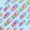 24Pcs Colorful Swirl Fake Nails Gold Stars Press on Nails