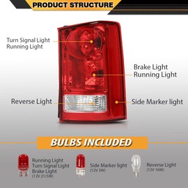 CNNELL Tail Light Right Passenger Side w/Bulb and Wiring Harness Compatible with Honda Pilot 2009-2015 Rear Brake Lamp Replaces 33500SZAA02, HO2801174