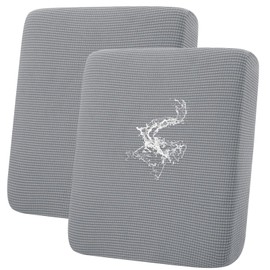 hyha Waterproof Couch Cushion Covers, Washable Sofa Cushion Slipcovers, Thick Stretch Jacquard Fabric, Couch Sofa Covers for Pets with Elastic Bottom (2 Pieces, Light Grey)