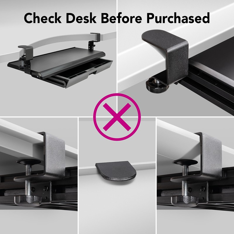 EHO Keyboard Tray with Drawer - Clamp On Under Desk