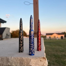 (NOT REAL BULLET)  Custom Etched Bullet Antenna for Any Truck and model:_Chrome_Aztec_It’s just paper