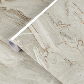 Anmon Marble Contact Paper for Countertops Peel and Stick, Granite Removable Self Adhesive Waterproof Wall Paper, Gold Grey Counter Top Wallpaper for Kitchen Bathroom Living Room 17.7" x 78.7"