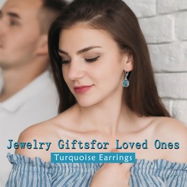 Eetaitai Natural Gold Thread Turquoise Flower Earrings for Women Dangling 925 Sterling Silver Blue Vintage Native American Western Jewelry Turquoise Jewelry for Women Gift for Wife or Mother