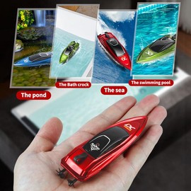 Racing Boat Mini RC Boats 2.4G High Speed Racing Boat 4CH Remote Control w/ LED Light Toy 2w Pool party Summer - Colour: Blue