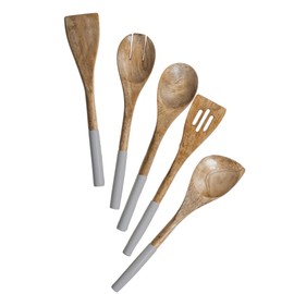 The Art Box Wooden Utensil Set – 5-Piece Acacia Wood Cooking Spoons & Spatulas Non-Stick Kitchen Tools Comfortable Grip BPA-Free Ideal for Cooking and Serving