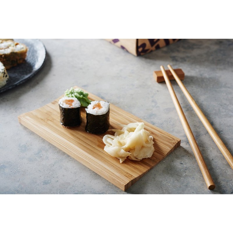 Reishunger Sushi Serving Board Traditional Bamboo Serving Plate, 18 x