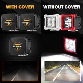 Auxbeam 3 inch Offroad Cube Light Covers 2PCS Polycarbonate Lens Protective Covers Black for LED Cubes LED Pods Light Bar Square Lights Driving Off Road Lights
