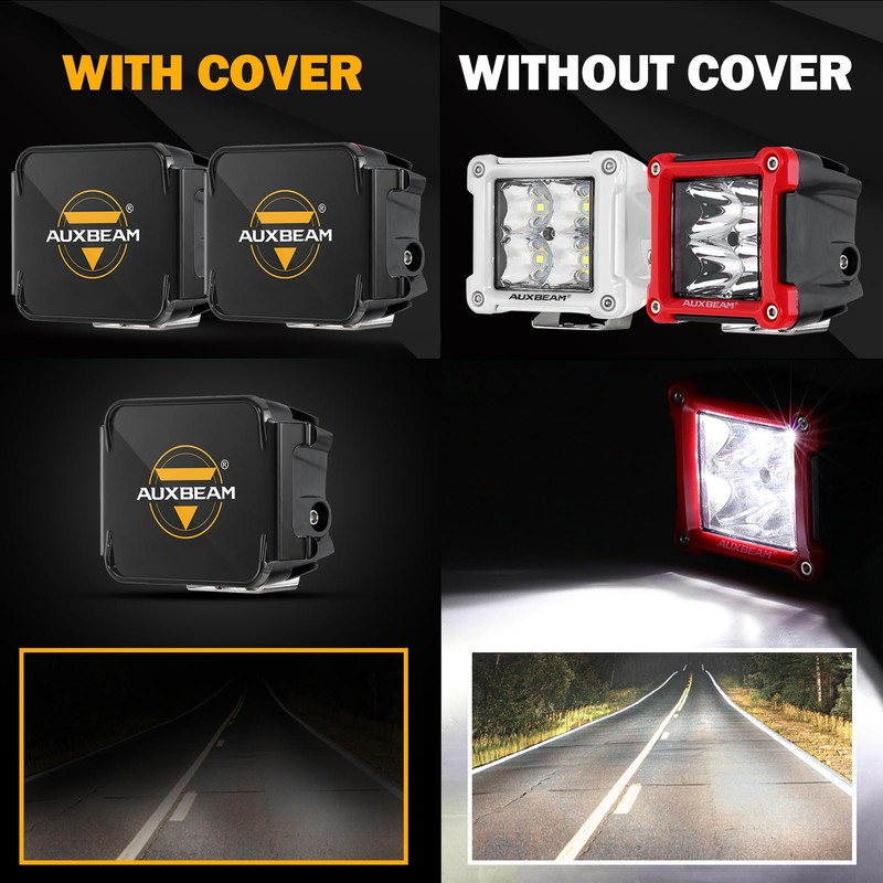 Auxbeam 3 inch Offroad Cube Light Covers 2PCS Polycarbonate Lens