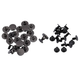 Walfront Set of 20 Brass Flat Head Button Rivets Black Leather Craft Screws Nail Rivets DIY Leather Craft Metal Rivets for Belt Strap Bag Shoes Decoration 5 mm Black