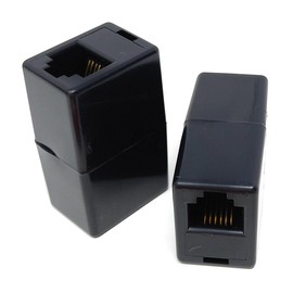 DRUT 2pcs RJ12 (RJ11) 6P6C 6 Pin Female Coupler Adapter Cable Joining, Gender Changer, Extender (Black)