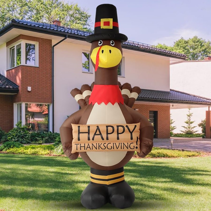 12FT Giant Blow Up Thanksgiving Inflatable Turkey Outdoor Decorations with