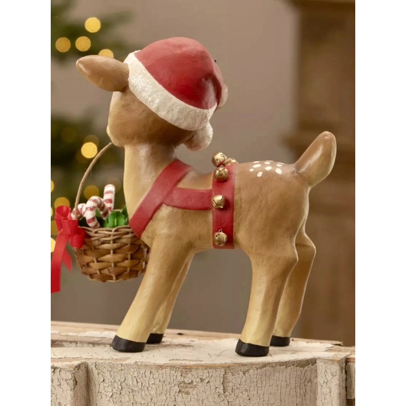 Bethany Lowe Christmas “Reindeer Carrying Basket” TJ3319 11” NEW