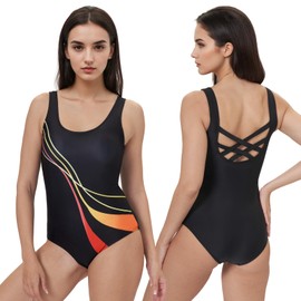 Lubardy Traje de Baño Mujer Natacion, Trajes de Baño Mujer Completo, Bañador Deportivo de Una Pieza para Playa, Surf, Natación, Verano