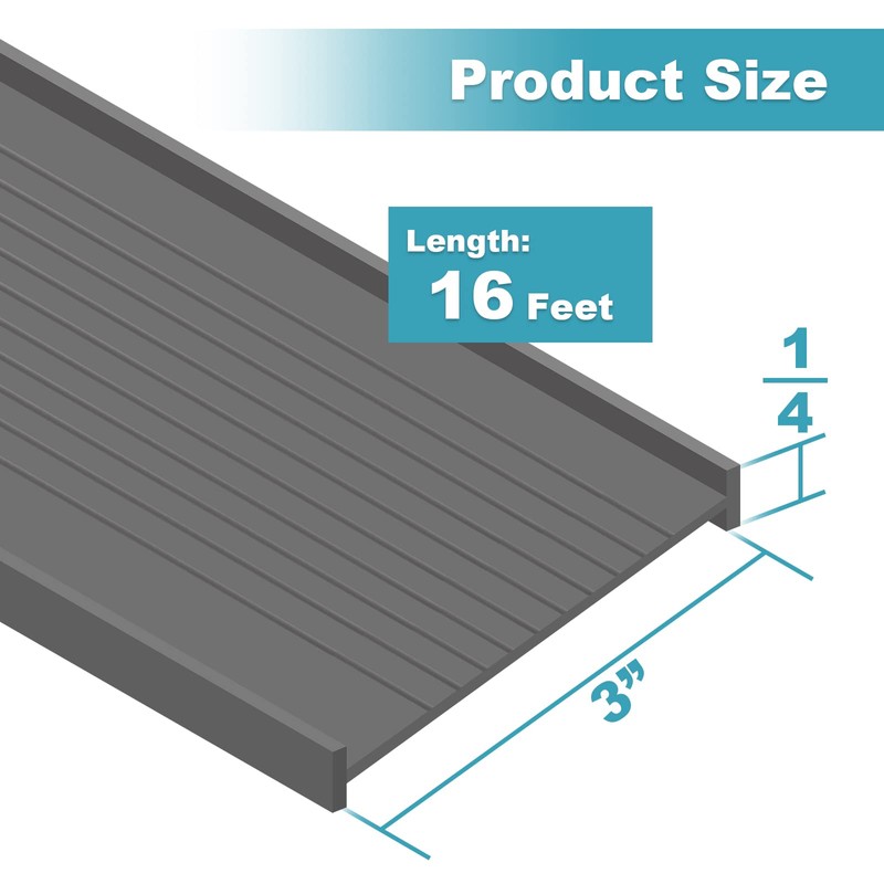 3" Garage Door Bottom Seal Weatherstrip in Grey - 1/4"