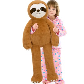 Tezituor 3.2lbs Giant Sloth Stuffed Animal, 39.5inches Long Legged Stuffed Sloth Plushies for Hugs, Hugging Soft Sloths Plush Body Pillow Birthday Christmas Toy Gift for Boys Girls