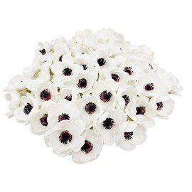 LebriTamFa 10Pcs Artifical Real Touch PU Anemone Flower Bouquet Room Home Decor (White - 10Pcs)