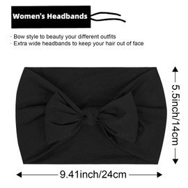 Huachi Bow Headbands for Women Fashion Wide Head Bands for Women’s Hair Non Slip Soft Elastic Hairbands Headwrap Turban Bandanas African Thick Workout Yoga Gym Hair Accessories, 4 Packs